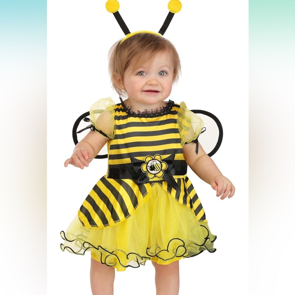 EUC Yellow and Black Bumblebee Infant  Costume Dress 3-6mo